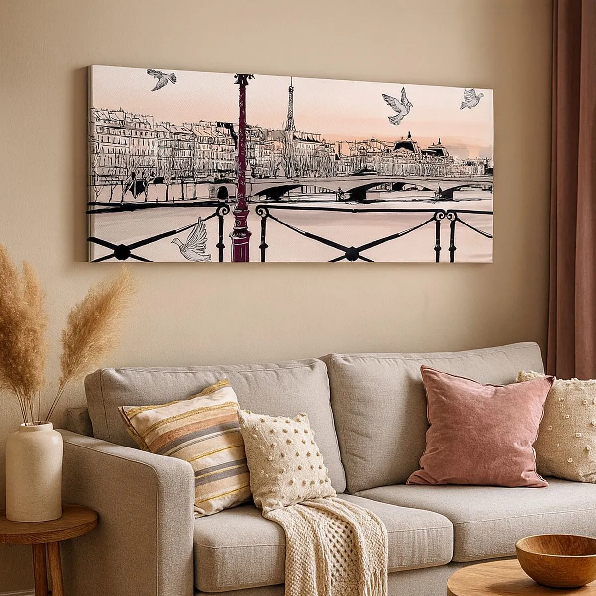 Canvastavla - Bild på duk - Över Paris tak - 100x40 cm