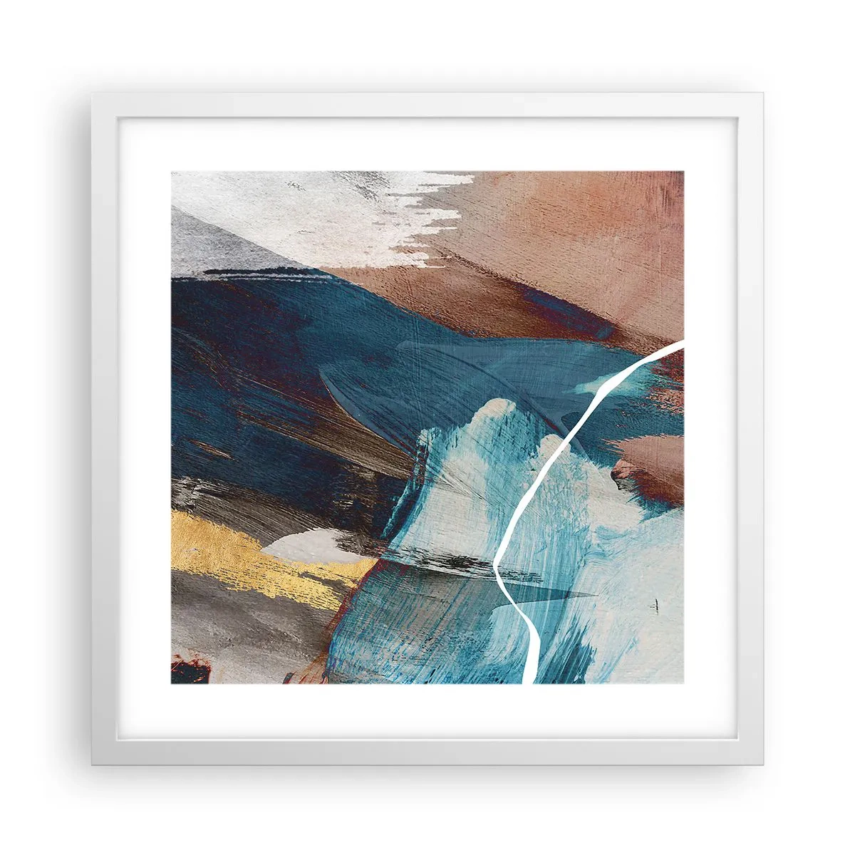 Affisch i vit ram - Med styrka och energi - 40x40 cm