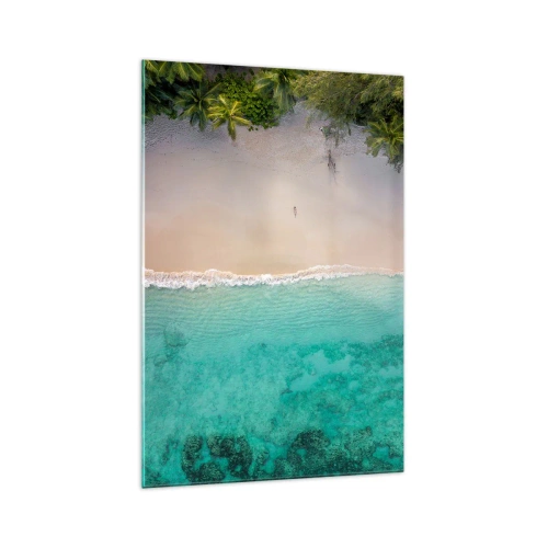 Glastavla - Bild på glas - En strand i paradiset - 70x100 cm