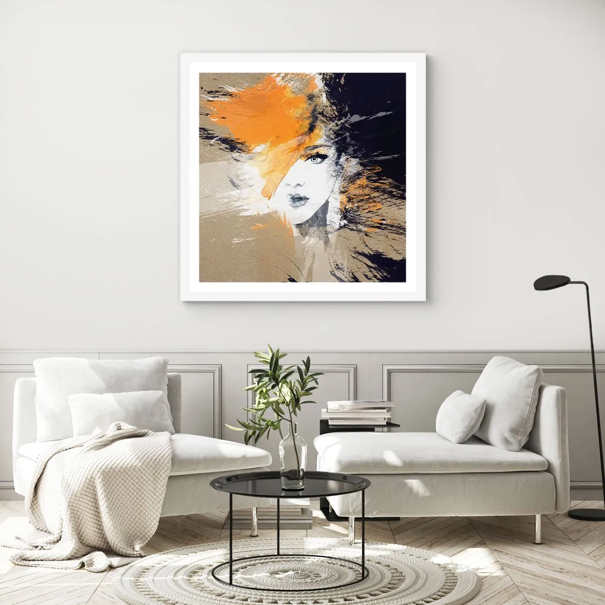 Affisch i vit ram - Och så blir det ljus - 60x60 cm