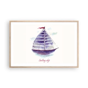 Affisch i ram av ljusek - Fulla seglar och lugnt vatten - 91x61 cm