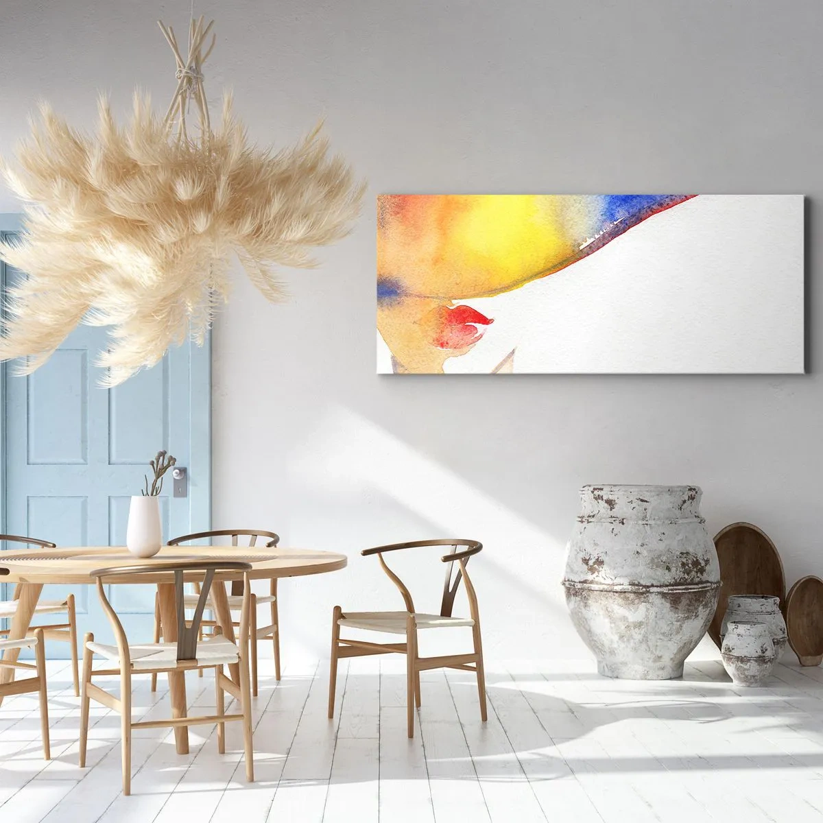 Canvastavla - Bild på duk - Damporträtt    - 100x40 cm