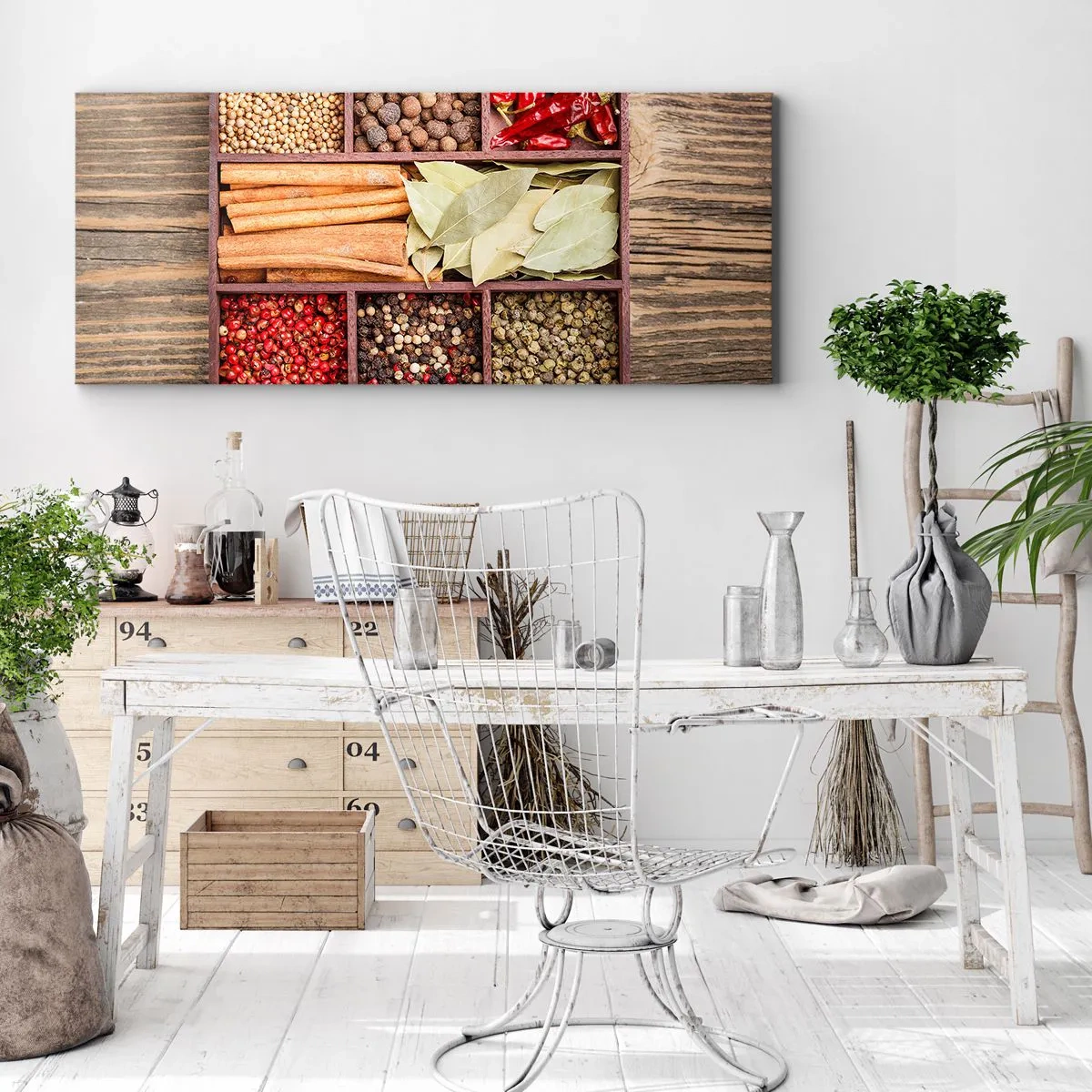 Canvastavla - Bild på duk - Formordning, arombukett - 100x40 cm
