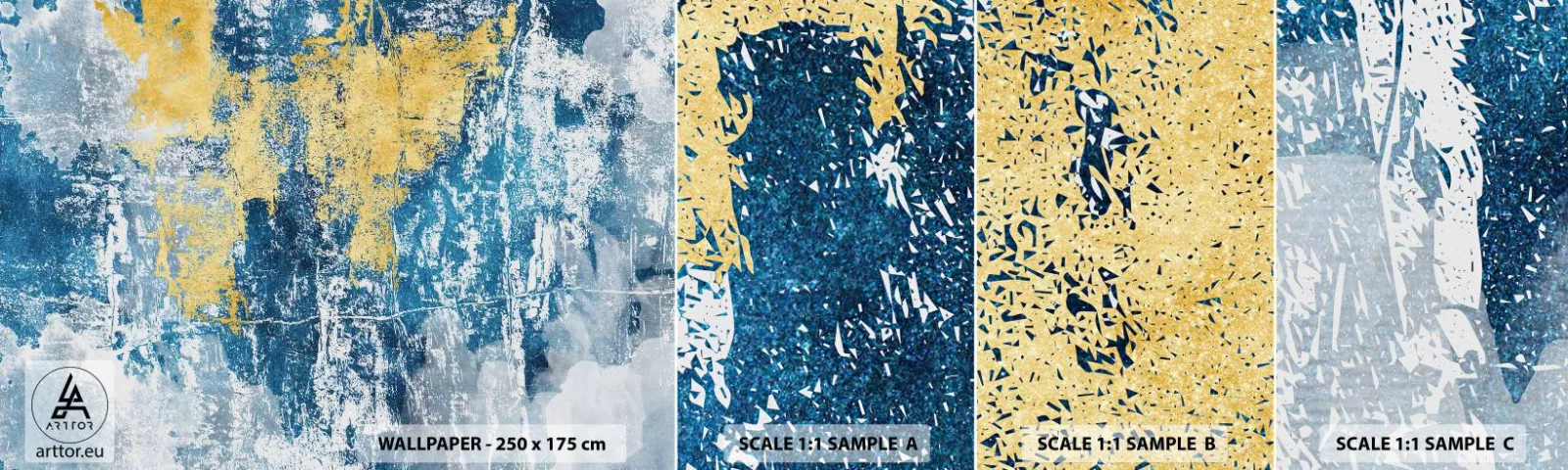 Fototapet Prov Standard Eco - En väderfylld abstraktion - Abstraktion, Bit, Fläckar - 100x30 cm