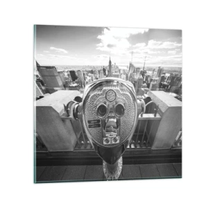 Glastavla - Bild på glas - Stad över städerna - 30x30 cm