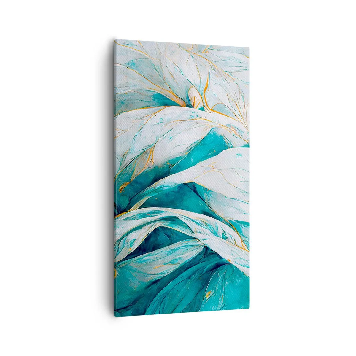 Canvastavla - Bild på duk - Blå abstraktion med guldmotiv - 55x100 cm