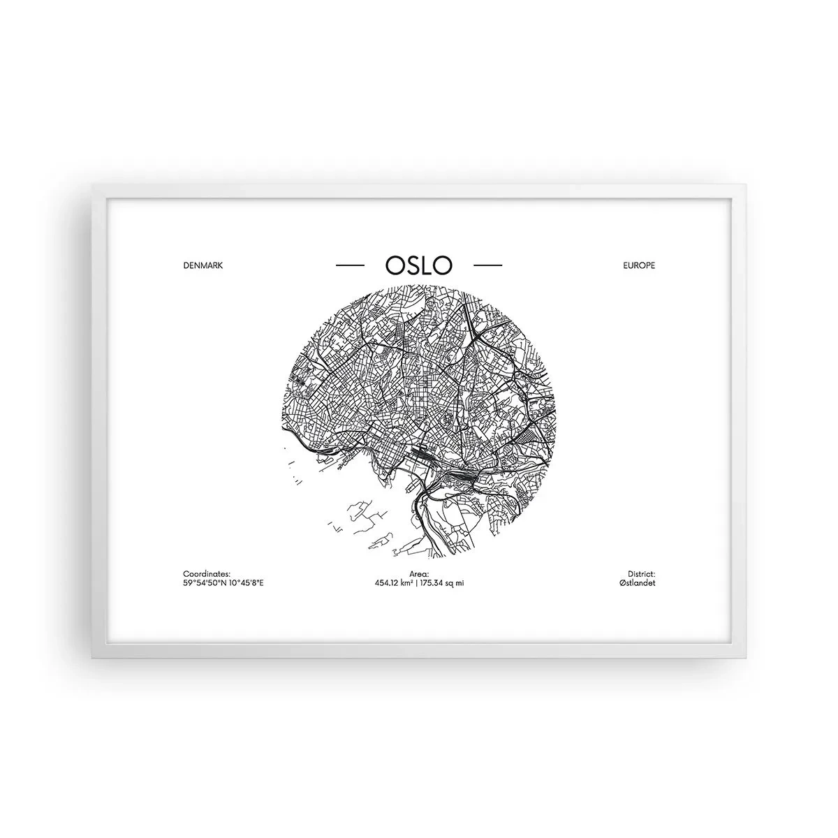 Affisch i vit ram - Oslos anatomi - 70x50 cm
