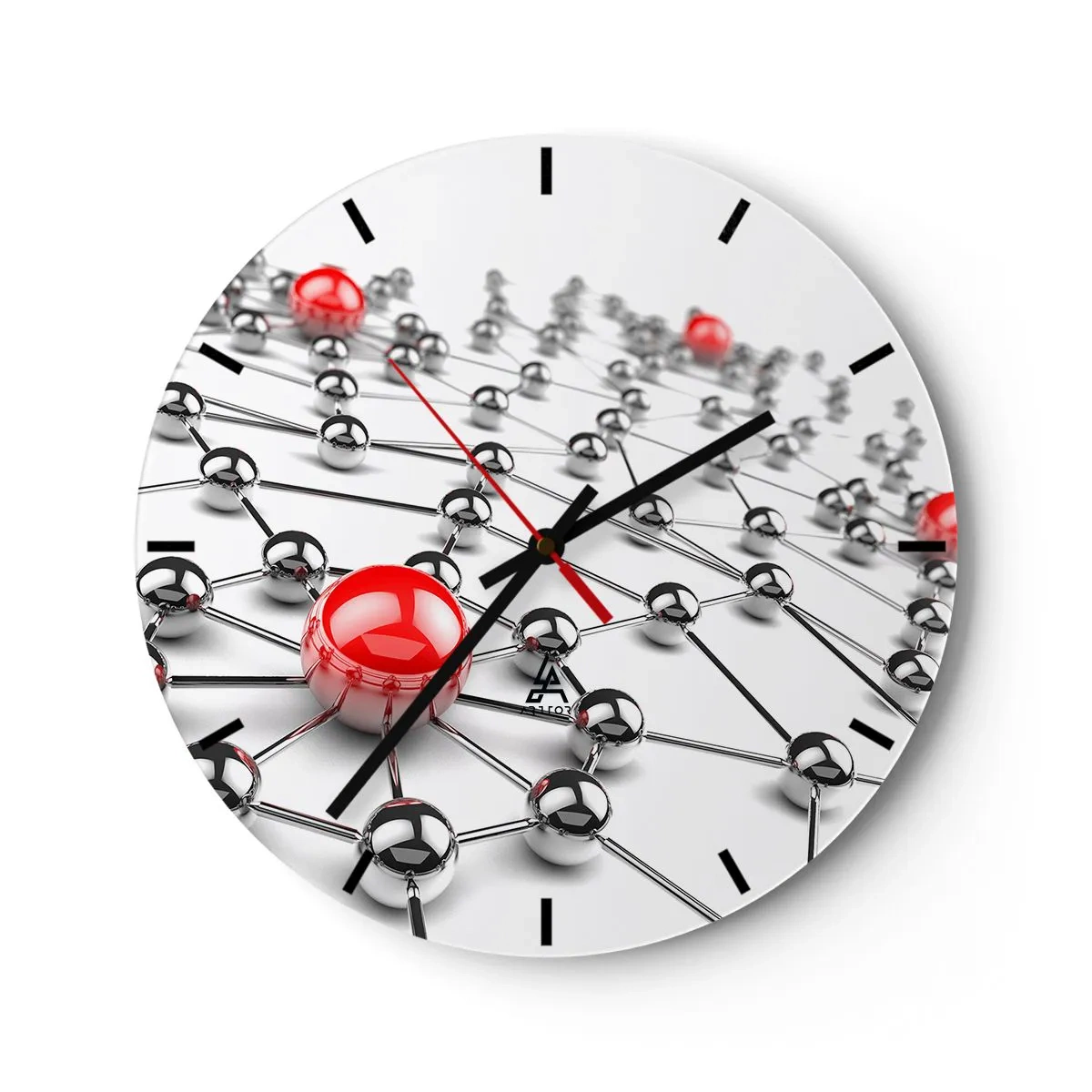 Väggklocka - Klocka på glas - Silvernät - 40x40 cm