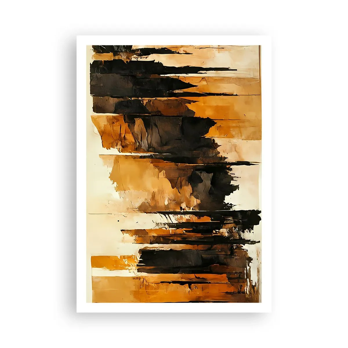 Affisch - Harmoni av svart och guld - 70x100 cm