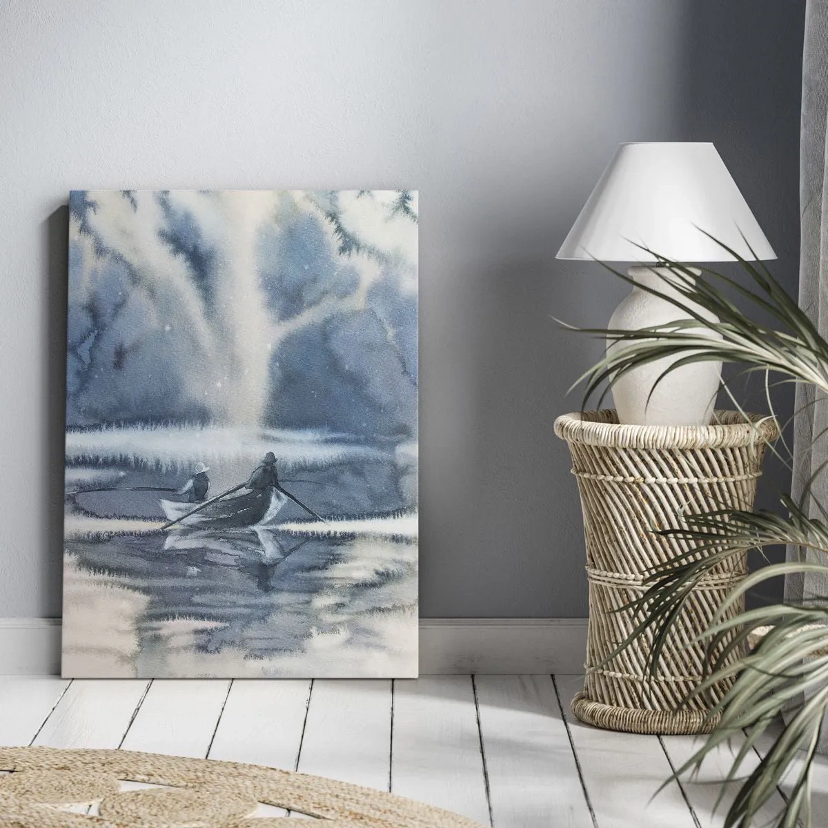 Canvastavla - Bild på duk - Sportfiskare i sitt paradis - 50x70 cm