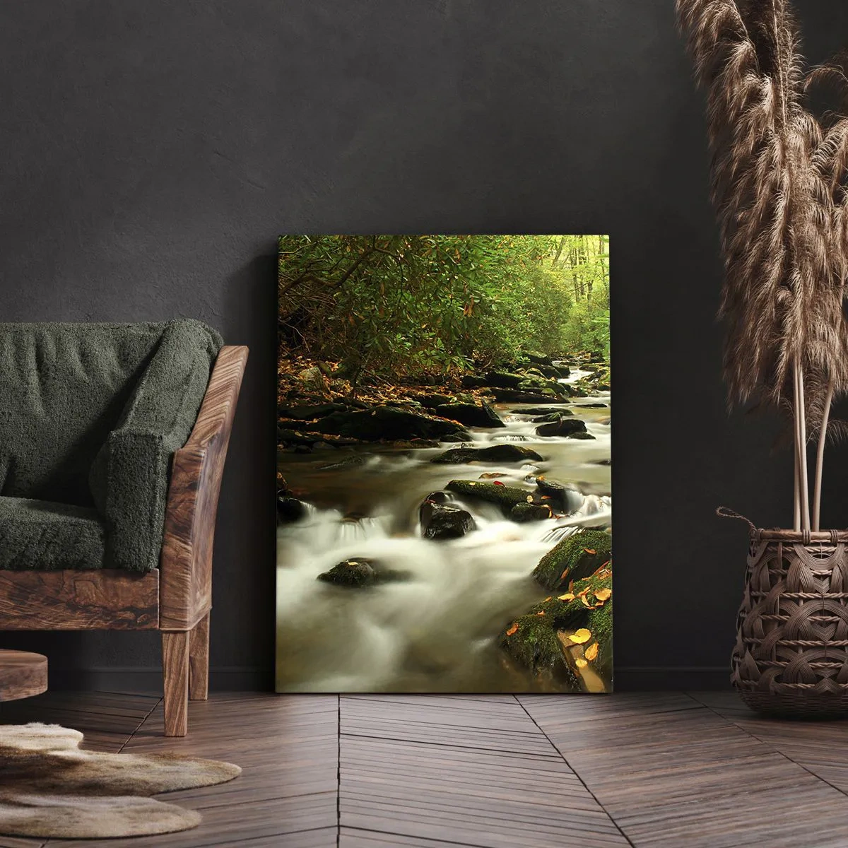 Canvastavla - Bild på duk - Som flytande silver - 55x100 cm