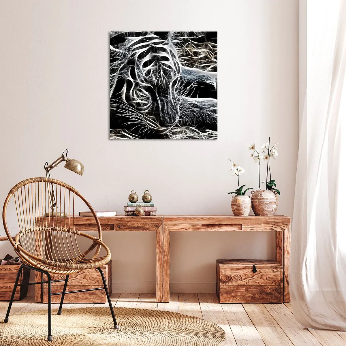 Canvastavla - Bild på duk - En studie om kattens lätthet - 70x70 cm