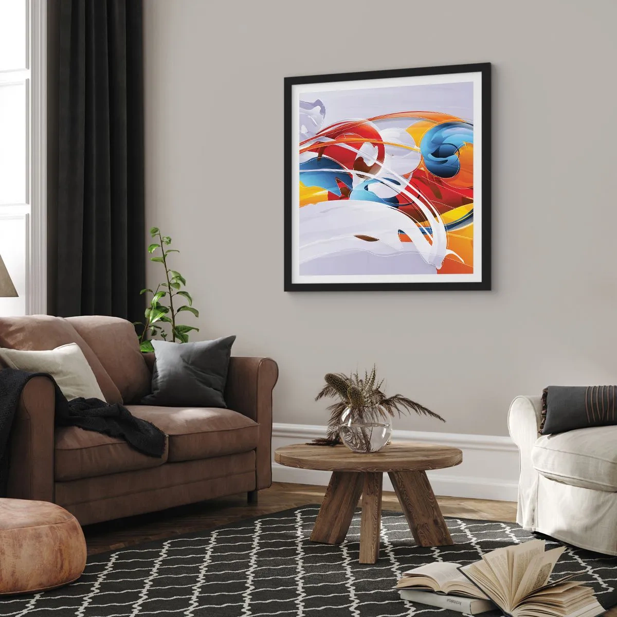 Affisch i svart ram - Elementens dans - 40x40 cm