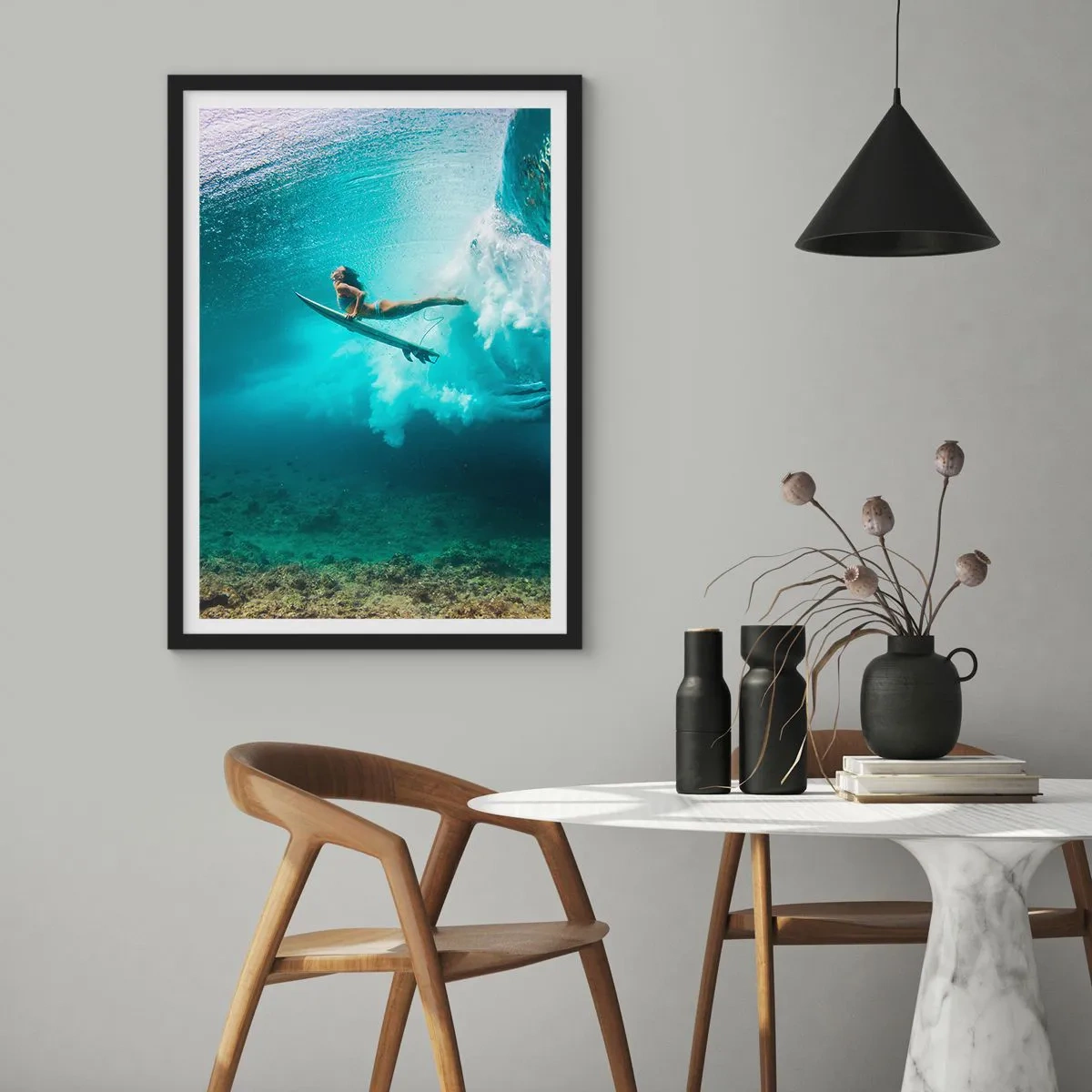 Affisch i svart ram - Undervattenvärld - 40x50 cm