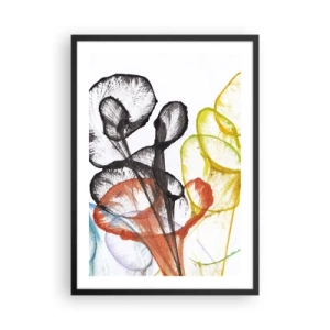 Affisch i svart ram - Färgglada löv i en konstnärlig, transparent komposition - 50x70cm - Blommor med själ - Modern väggdekoration för vardagsrum och sovrum ARTTOR