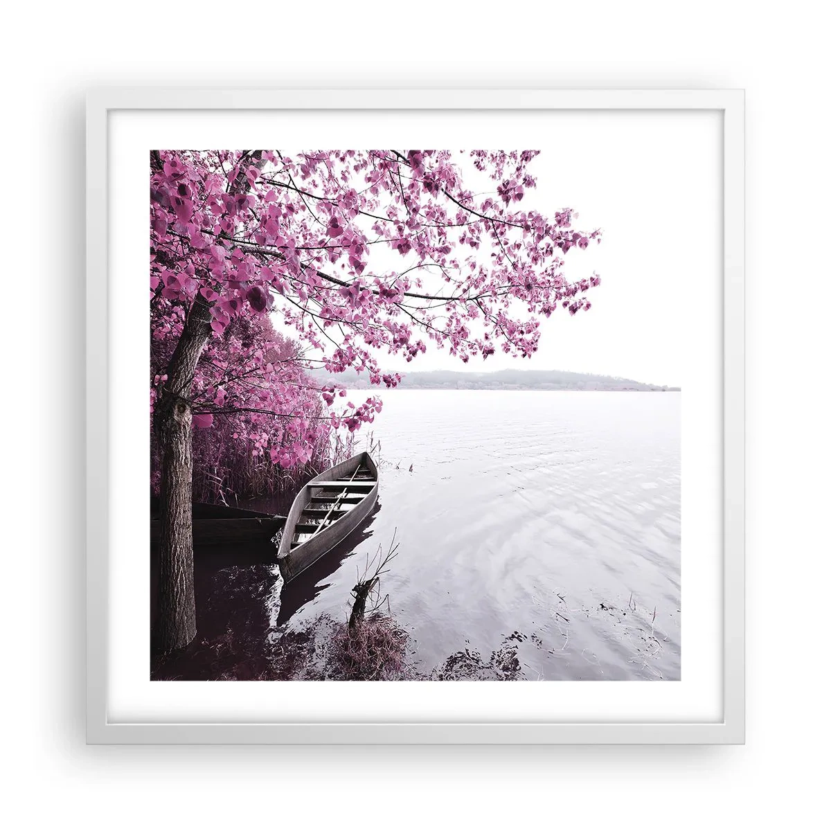 Affisch i vit ram - I rosa tystnad - 50x50 cm