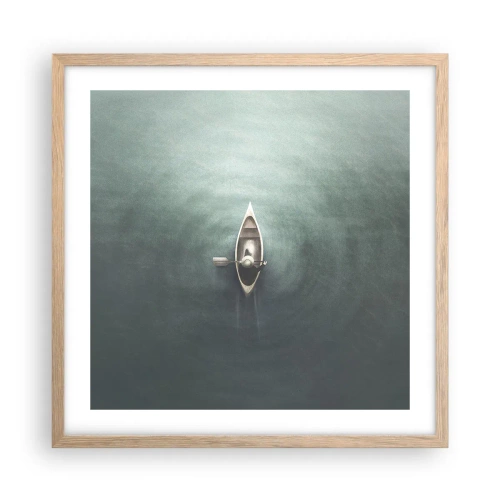 Affisch i ram av ljusek - Över en månbelyst sjö - 50x50 cm