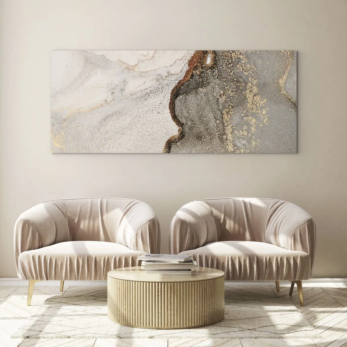 Glastavla - Bild på glas - På färgernas gräns - 140x50 cm