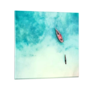 Glastavla - Bild på glas - Högvatten på stranden i Zanzibar… - 30x30 cm