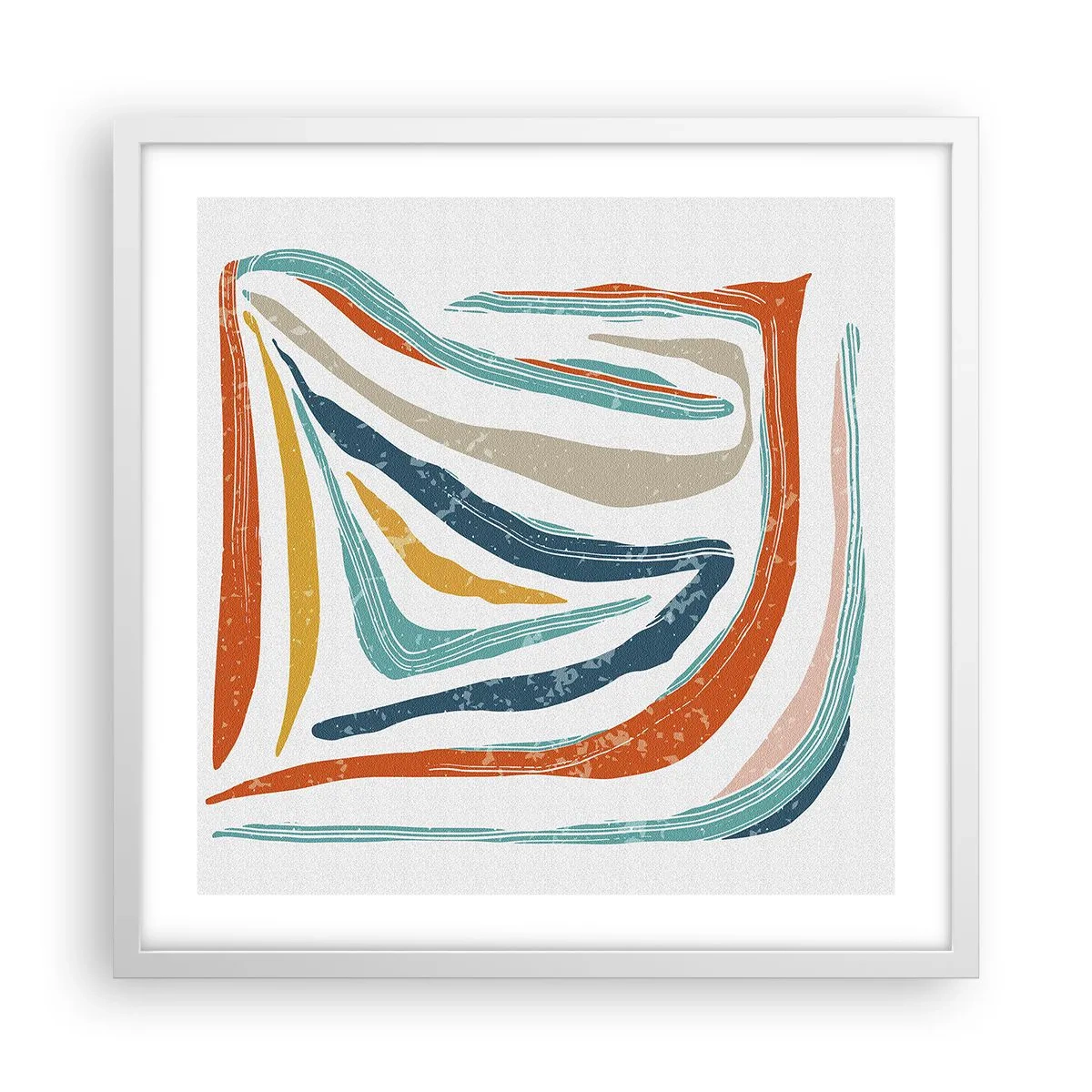 Affisch i vit ram - Vänligt leende abstraktion - 50x50 cm