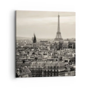 Canvastavla - Bild på duk - Över Paris tak - 70x70 cm