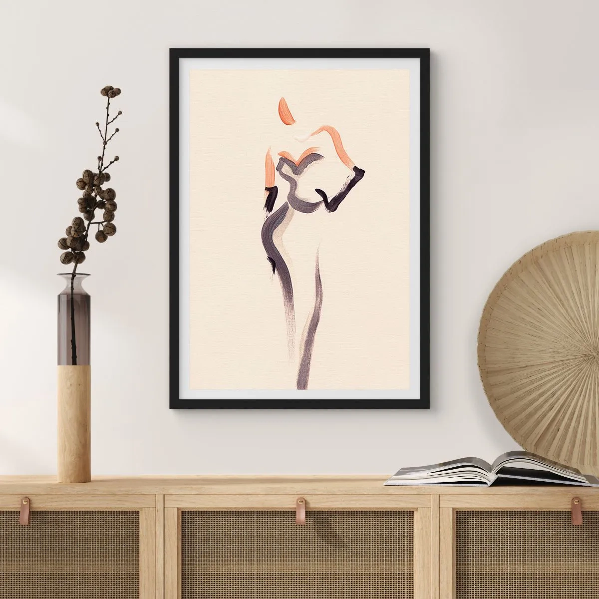 Affisch i svart ram - Minimalistisk kvinnlig silhuett - 50x70cm - Från Hollywoods gyllene år - Modern väggdekoration för vardagsrum och sovrum ARTTOR