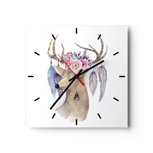Väggklocka - Klocka på glas - Själguide - delikat, oskyldig - 30x30 cm