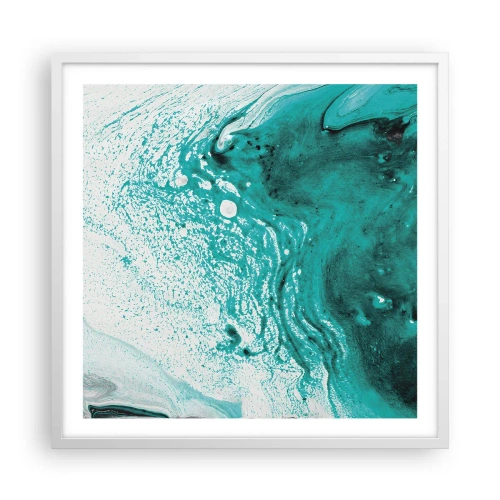 Affisch i vit ram - Smälta sig in i vitt och turkos - 60x60 cm
