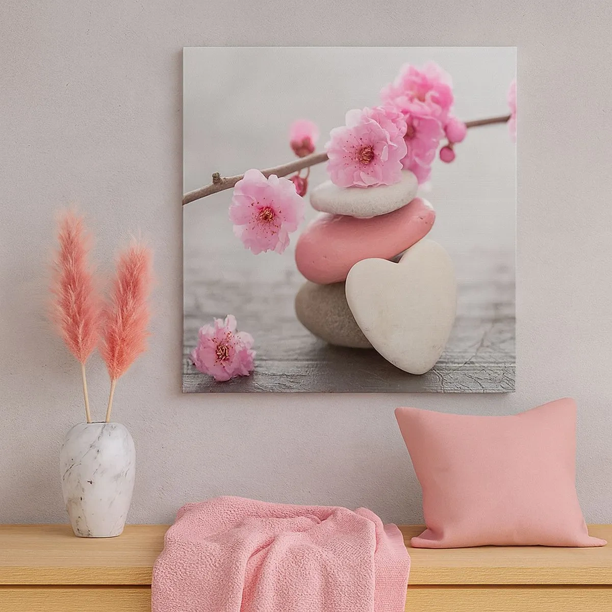 Canvastavla - Bild på duk - Salighet med körsbärsblomma - 30x30 cm