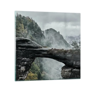 Glastavla - Bild på glas - Äventyret är på väg att börja - 30x30 cm
