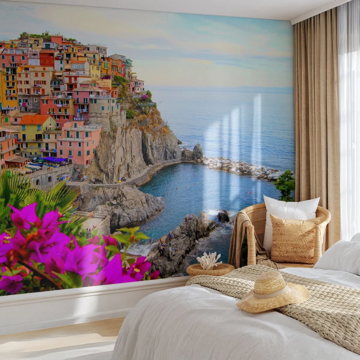 Fototapet Premium Sand - Skrattande stad - Landskap, Manarol, Italien - 100x70 cm
