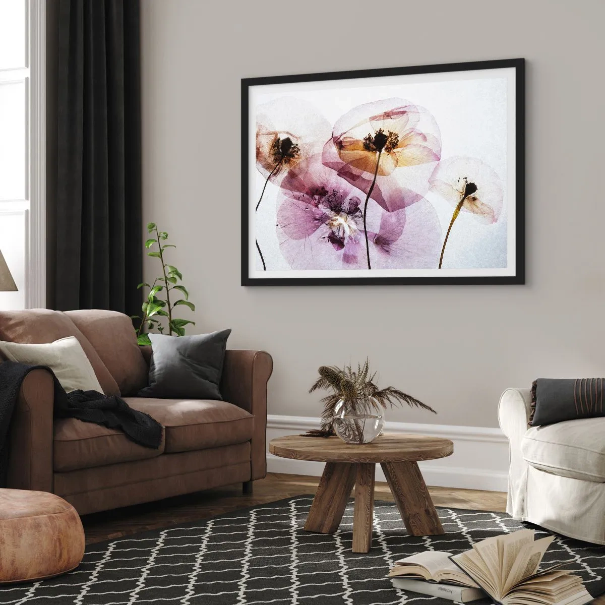 Affisch i svart ram - Blommornas transparenta kroppar - 91x61 cm