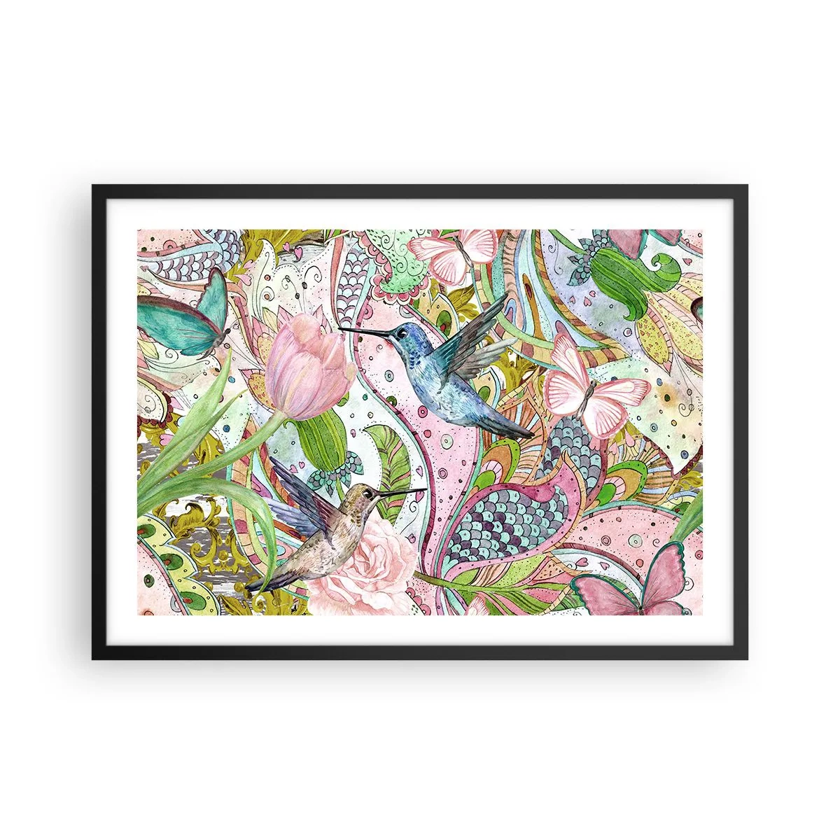 Affisch i svart ram - Inbäddade i klätterväxter - 70x50 cm