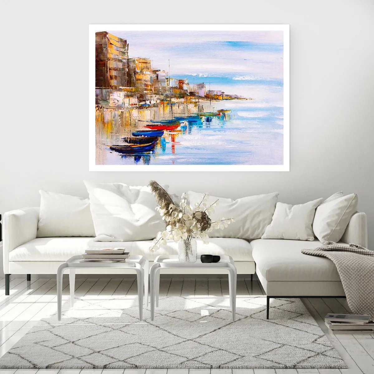 Affisch - Flerfärgad urban hamn - 91x61 cm