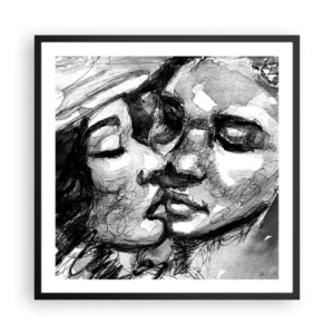 Affisch i svart ram - Ett ömt ögonblick - 60x60 cm