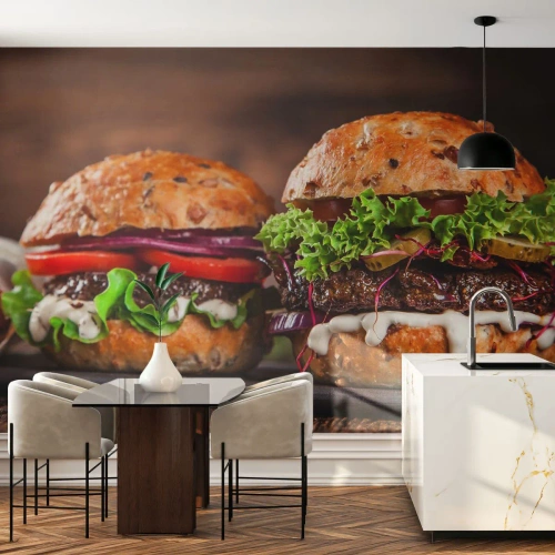Fototapet Premium Canvas - American dream - Gastronomi, Hamburgare, Kulinariskt - 500x350 cm