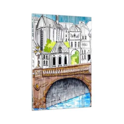 Glastavla - Bild på glas - Stad som målad - 70x100 cm