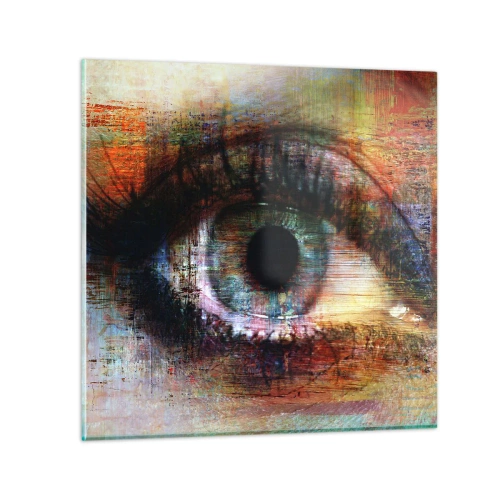 Glastavla - Bild på glas - Man kan titta in i själen - 40x40 cm