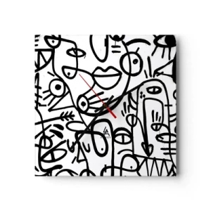 Väggklocka - Klocka på glas - Ansikten och hägringar - 30x30 cm