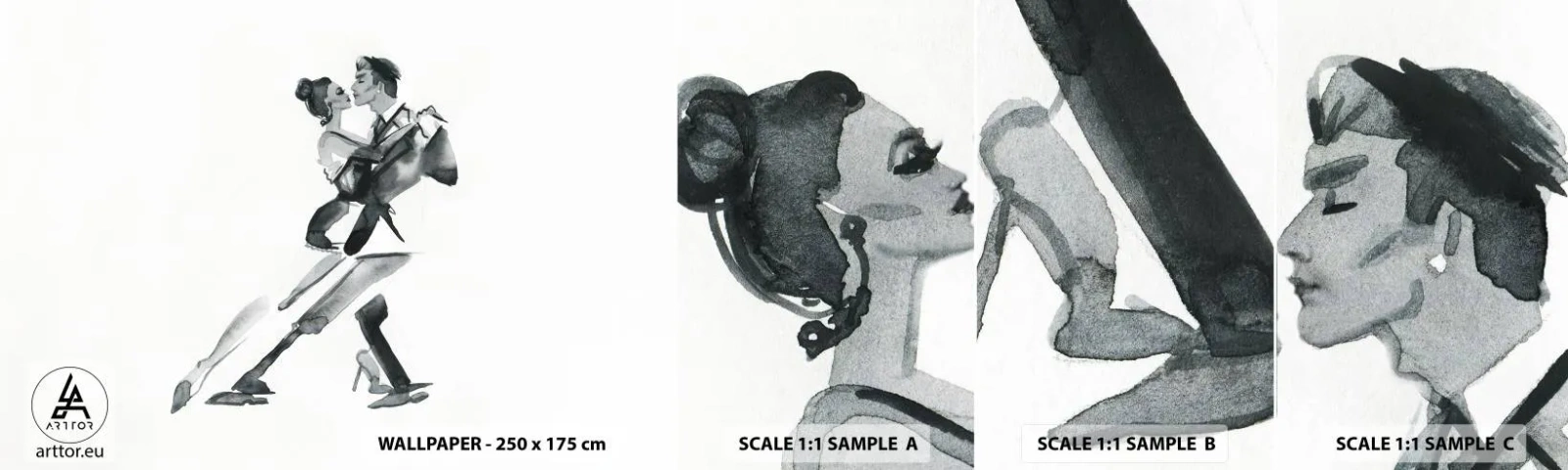 Provbit av självhäftande fototapet Deluxe Sticker - I en rytm - Tango, Dansa, Dansare - 100x30 cm