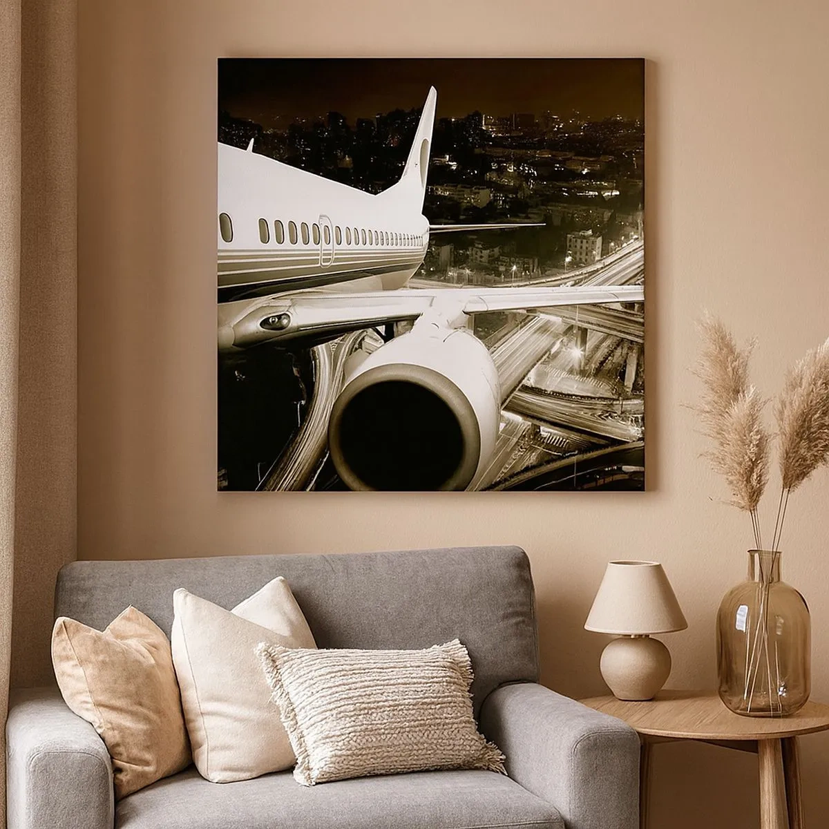 Canvastavla - Bild på duk - Lyfta upp i natten - 30x30 cm