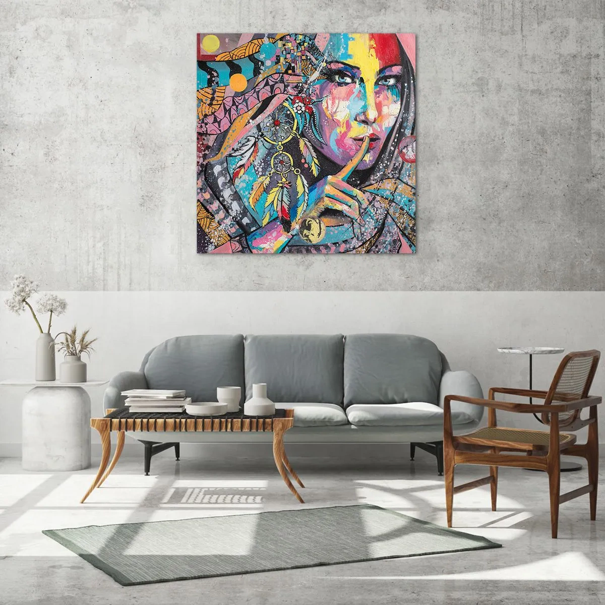 Glastavla - Bild på glas - Var tyst tills du förstår - 70x70 cm