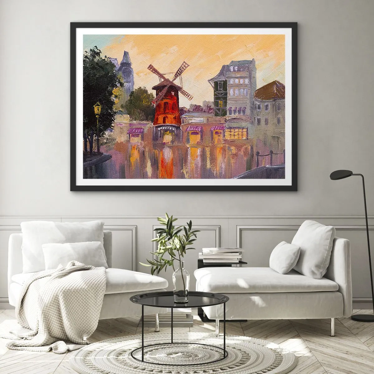 Affisch i svart ram - Ikoner av Paris – Moulin Rouge - 100x70 cm