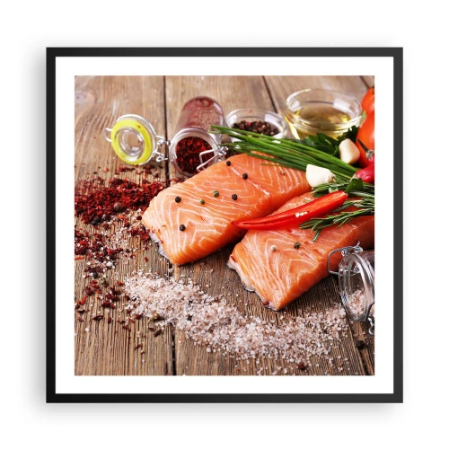 Affisch i svart ram - Norskt äventyr i köket - 60x60 cm