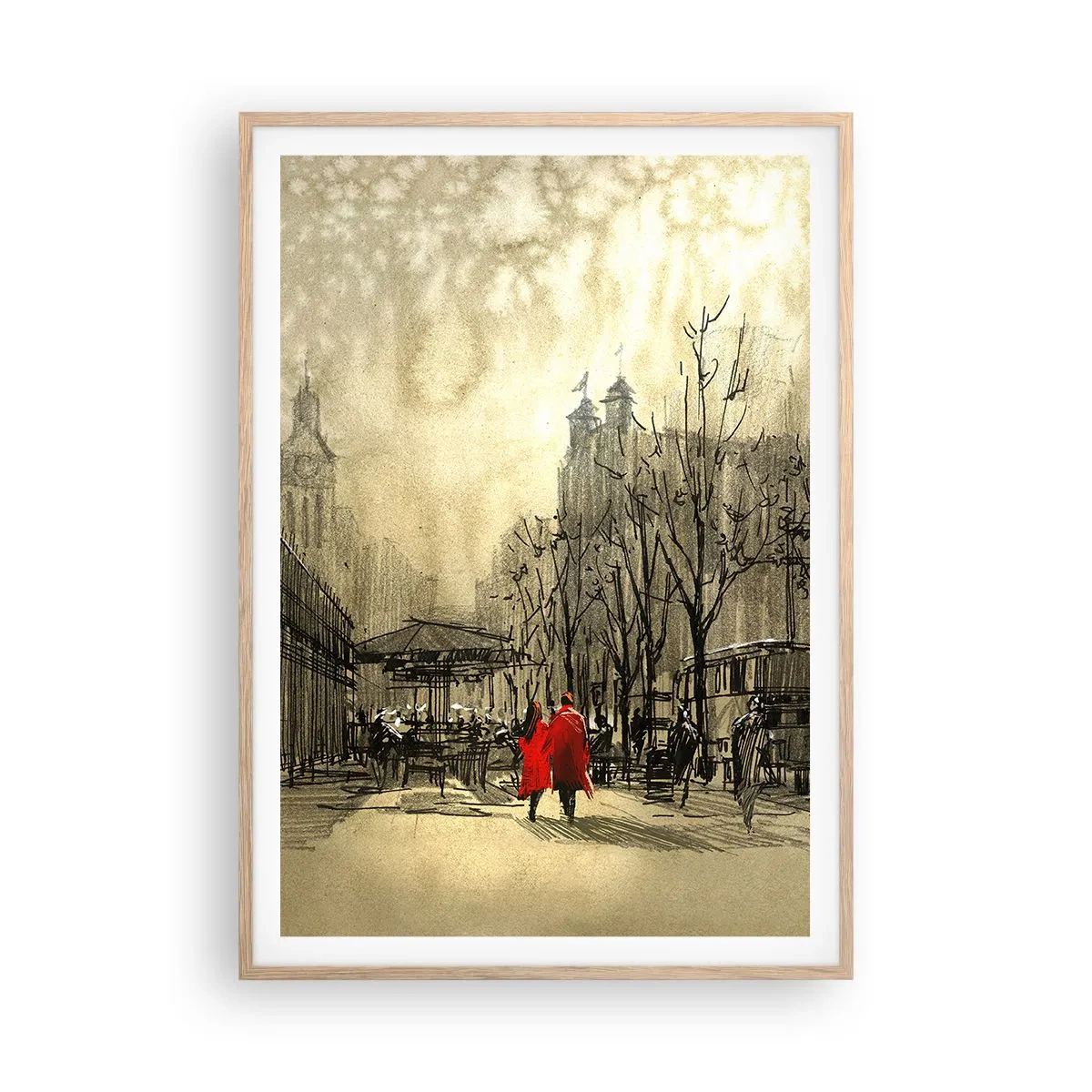 Affisch i ram av ljusek - Träff i London-dimman  - 70x100 cm