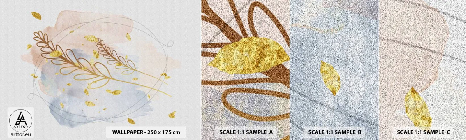 Fototapet Prov Standard Eco - En gyllene explosion - Ljus, Minimalistisk, Modern - 100x30 cm