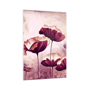 Glastavla - Bild på glas - Röd och vit flinga - 70x100 cm
