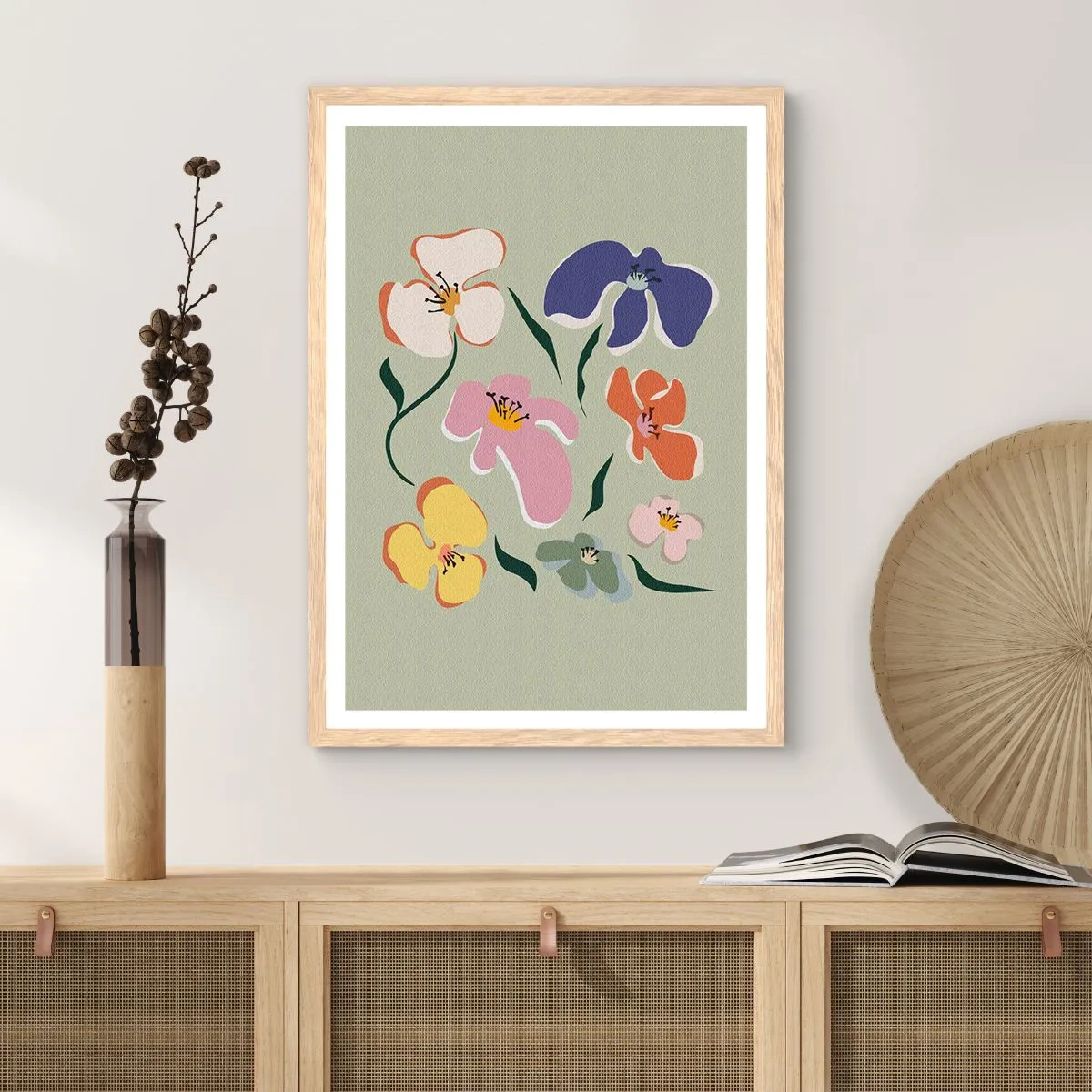 Affisch i ram av ljusek - Penséer  - 61x91 cm