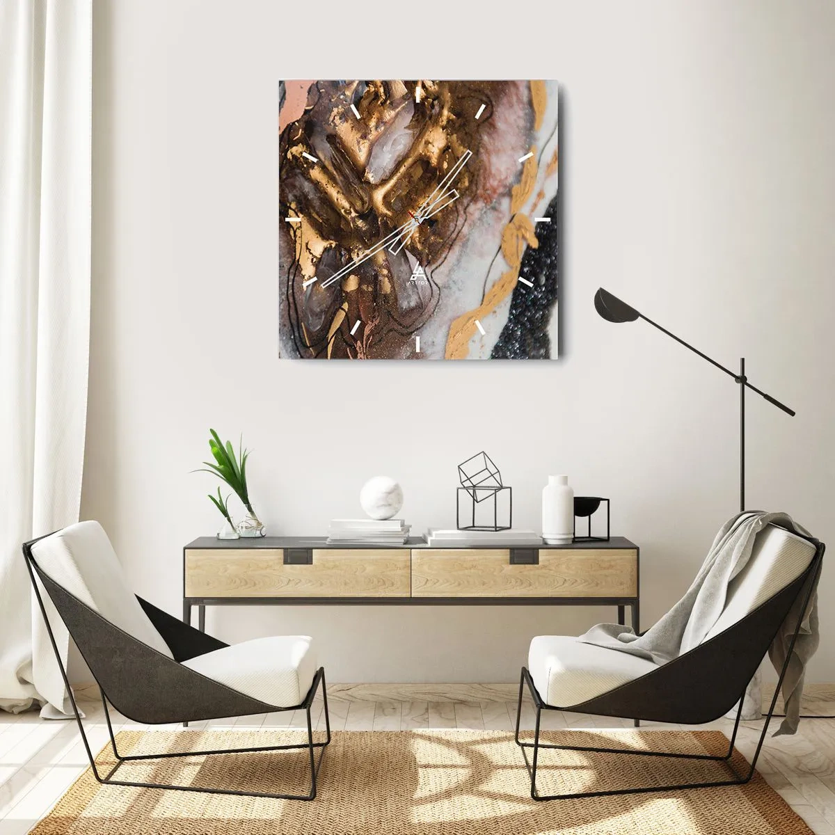 Väggklocka - Klocka på glas - Jordens element - 40x40 cm