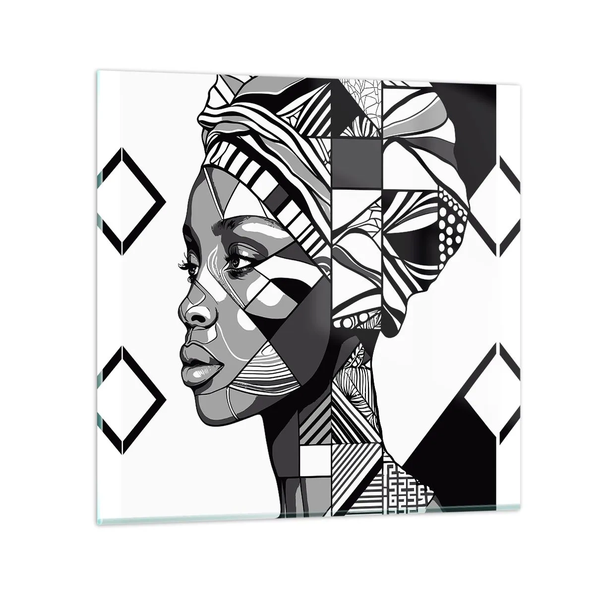 Glastavla - Bild på glas - Etniskt porträtt - 50x50 cm